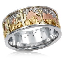 Diamond Desert Cactus Wedding Band