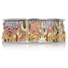 Diamond Desert Cactus Wedding Band - top view