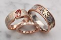 Tricolor Oak and Maple Leaf Engagement Ring