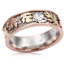 Tricolor Oak and Maple Leaf Engagement Ring