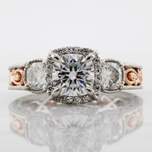Three Stone Vintage Engagement Ring - top view