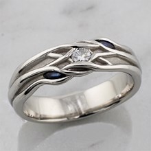 Three Stone Embracing Branch Wedding Band