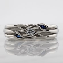 Three Stone Embracing Branch Wedding Band - top view