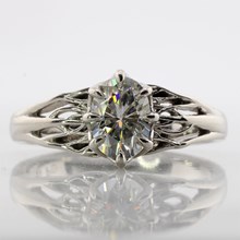 Palladium Tree of Life Engagement Ring - top view