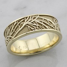 Tree of Life Wedding Band in 10k Green Gold