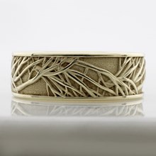 Tree of Life Wedding Band in 10k Green Gold - top view