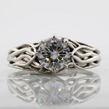 Palladium Embracing Tree Branch Engagement Ring - top view