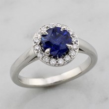 Sapphire and Diamond Halo Engagement Ring