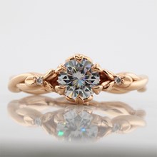 14k Rose Gold Twisted Leaf Engagement Ring - top view