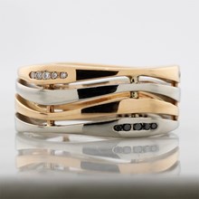 Two Tone Diamond Strata Wedding Band - top view