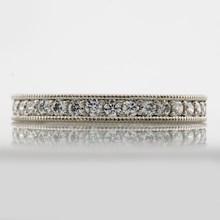 Palladium Diamond Pave Millegrain Wedding Band - top view