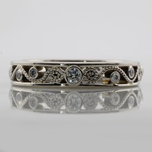 Palladium Millegrain Curls Diamond Wedding Band - top view