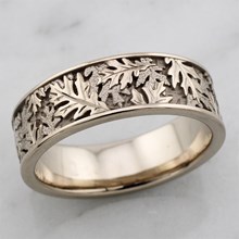 14k Pd White Gold Oak Leaf Eternity Wedding Band