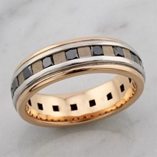 Two Tone Square Diamond Wedding Band