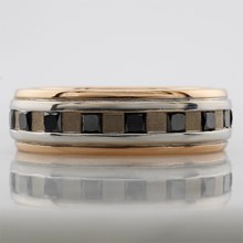 Two Tone Square Diamond Wedding Band - top view