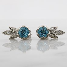 Sterling Silver and Ice Blue Topaz Vintage Wreath Earrings - top view