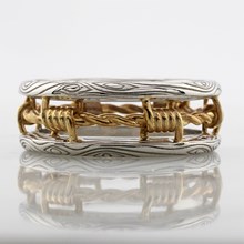Two Tone Barbed Wire Wedding Band - top view