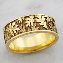 18k Yellow Gold Oak Leaf Eternity Wedding Band
