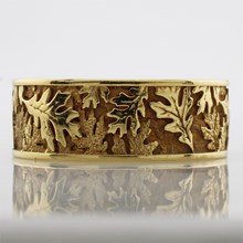 18k Yellow Gold Oak Leaf Eternity Wedding Band - top view