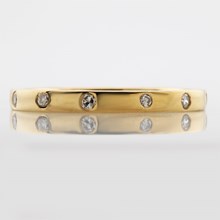 14k Yellow Gold Straight Diamond Wedding Band - top view