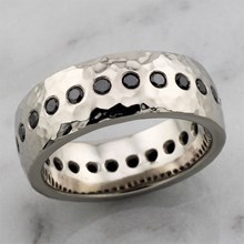 Palladium Hammered Flush Diamond Wedding Band