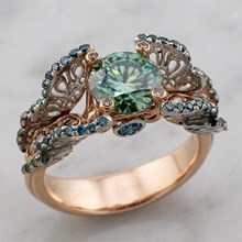 Two Tone Butterfly Wings Engagement Ring