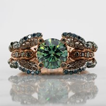 Two Tone Butterfly Wings Engagement Ring - top view