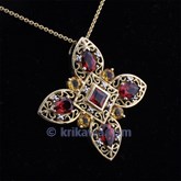 SOLD- Garnet And Citrine Turkish Cross Pendant