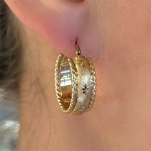 Star Earrings with Rope Rails in 10k Yellow Gold - top view