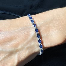 Natural Blue Sapphire and Diamond Line Bracelet - top view