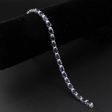 Natural Blue Sapphire and Diamond Line Bracelet
