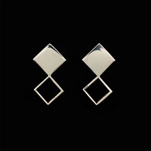 Yellow Gold Designer Square Earrings