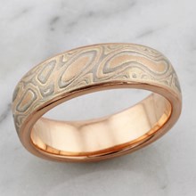 Champagne Mokume Wedding Band in 14k Rose Gold