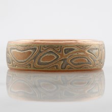 Champagne Mokume Wedding Band in 14k Rose Gold - top view