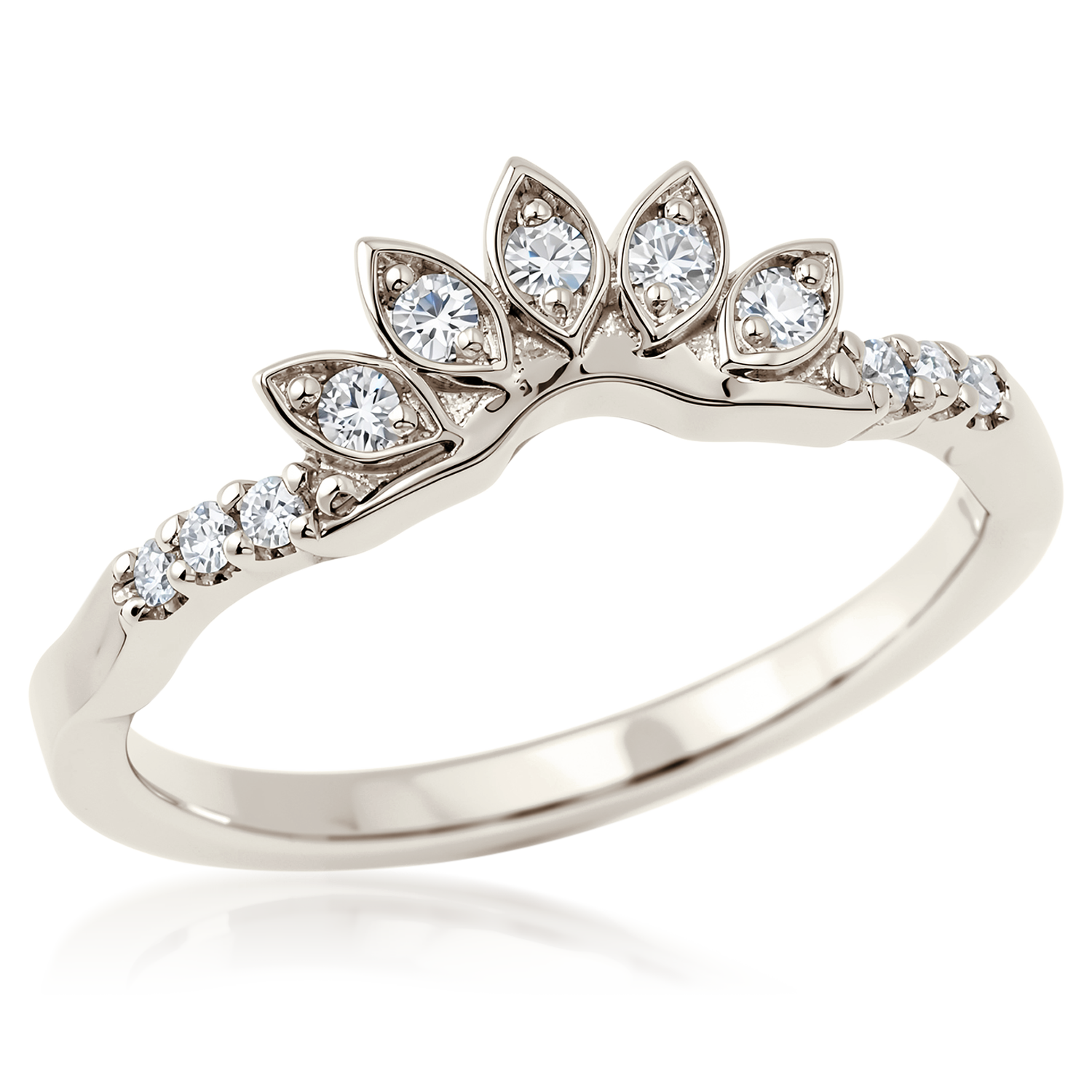 Curved Diamond Crown Wedding Band