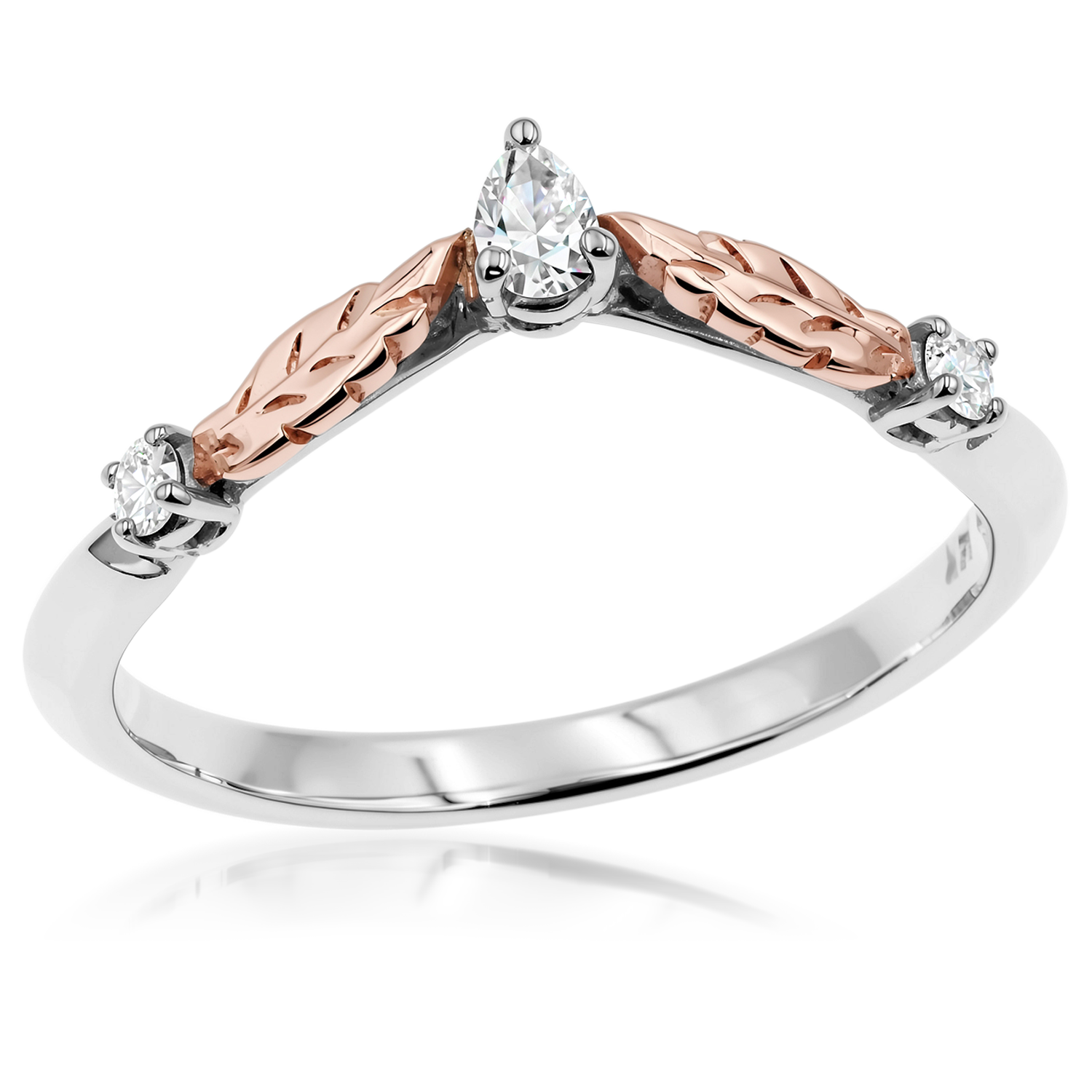 Leaf Diamond Contoured Wedding Band