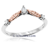Leaf Diamond Contoured Wedding Band