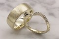 Curved Diamond Leaves Wedding Band