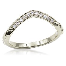 Curved Diamond Leaves Wedding Band