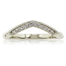 Curved Diamond Leaves Wedding Band - top view