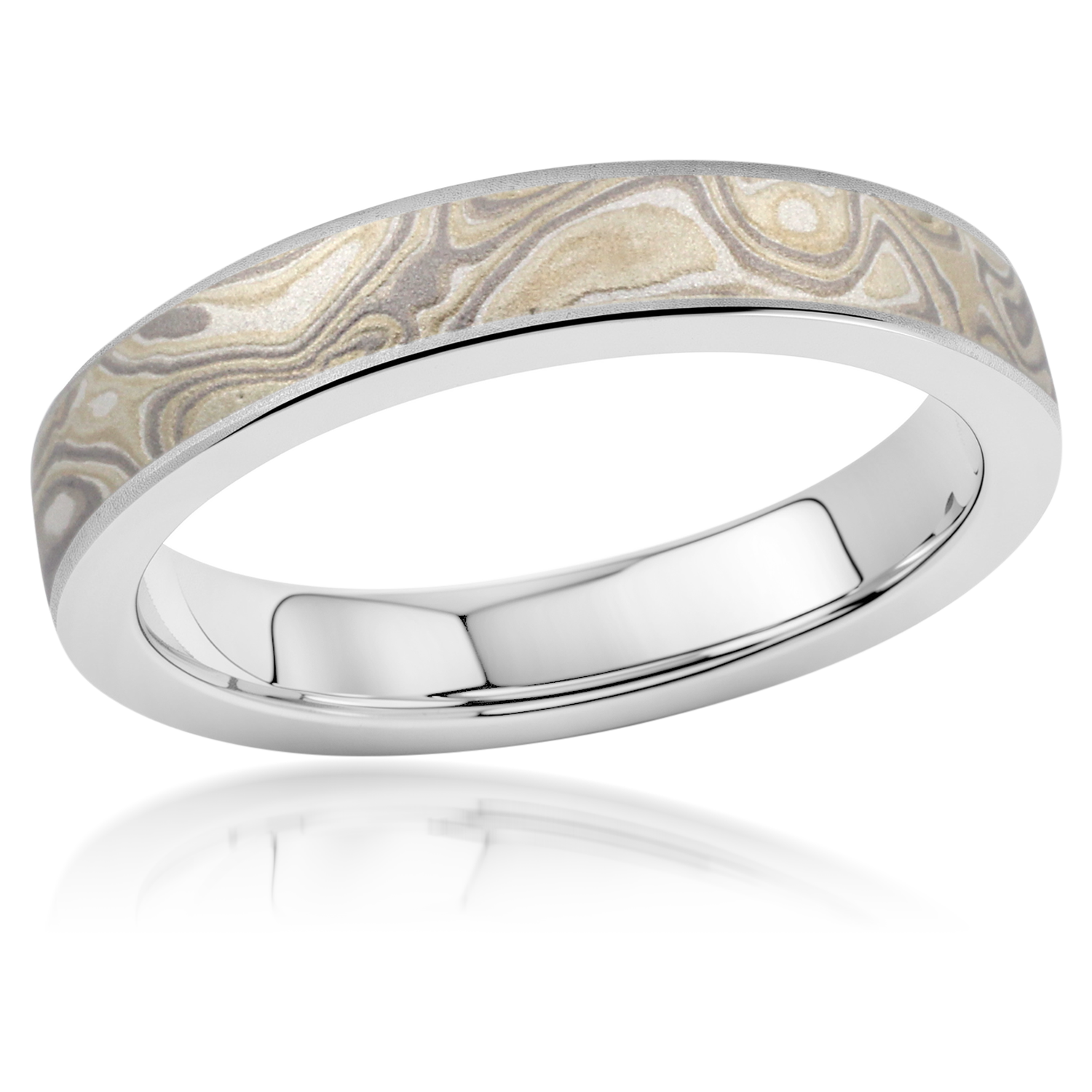 Slim Winter Mokume Wedding Band