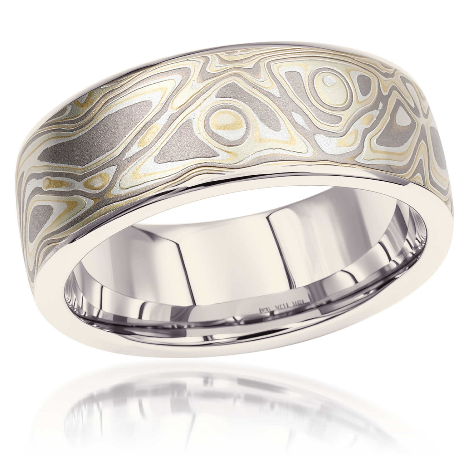 Wide Winter Mokume Wedding Band