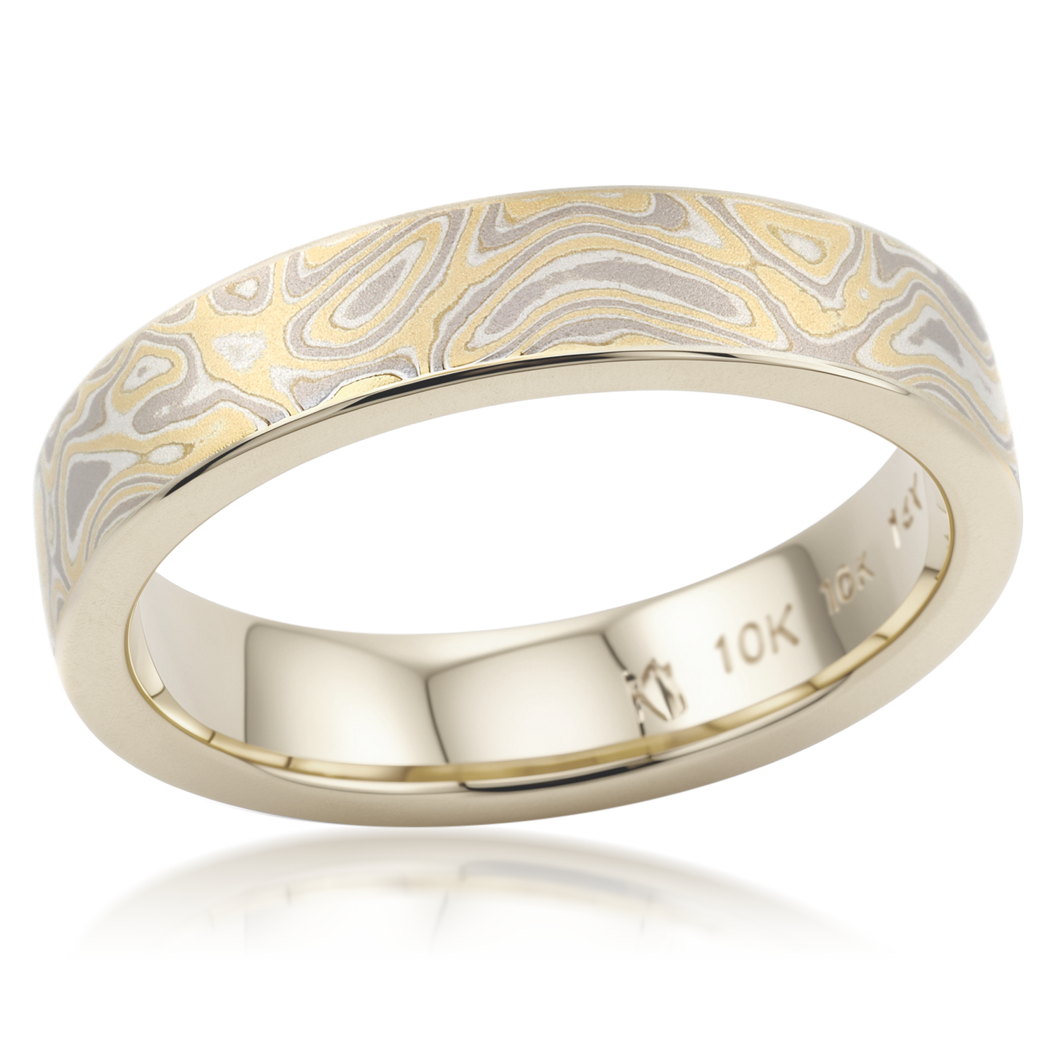 Summer Mokume Gane Wedding Band in 10k Yellow Gold