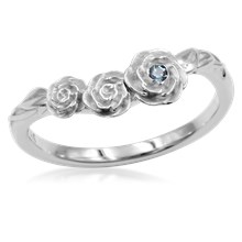 Contoured Gemstone Rose Trio Wedding Band