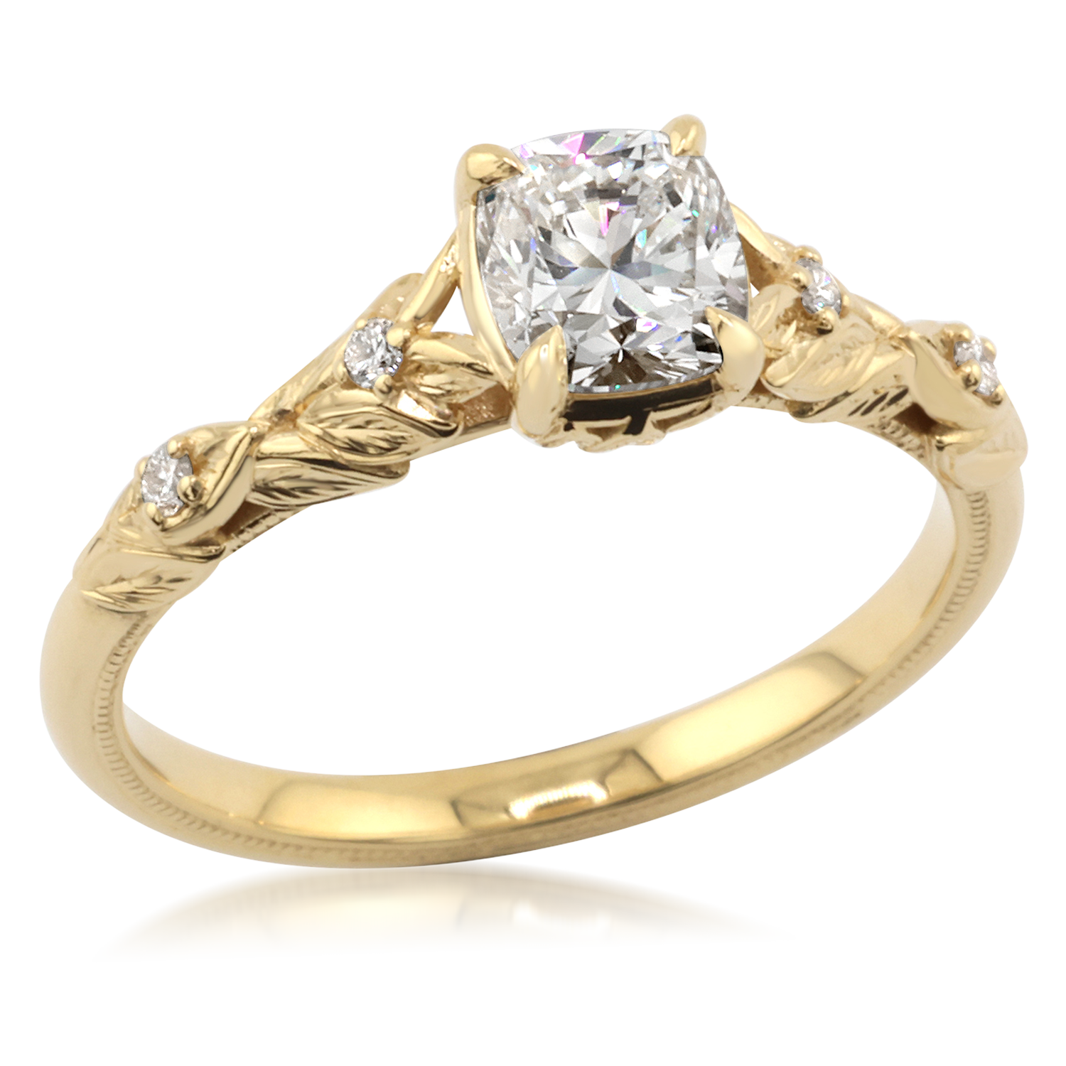 Petite Leaf Engagement Ring