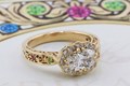 Vintage Floral Halo Engagement Ring