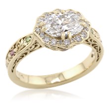 Vintage Floral Halo Engagement Ring