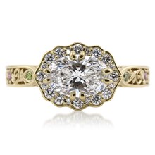 Vintage Floral Halo Engagement Ring - top view