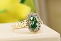 Vintage Leaf Halo Engagement Ring
