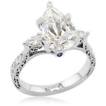 Vintage Pear Three Stone Engagement Ring